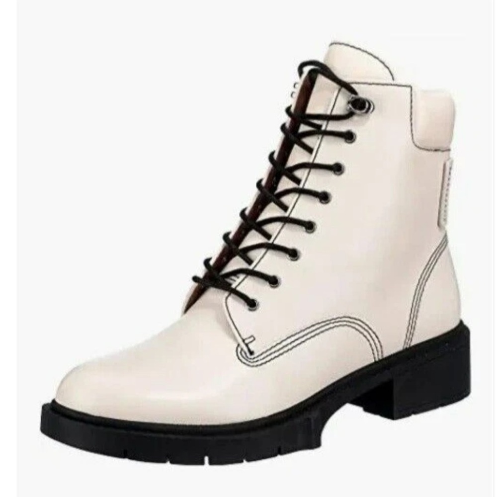 Coach Lorimer Leather Combat Boots
NWOT
Size 9
Color - Chalk off white
Lace up - Picture 2 of 6